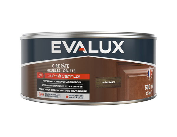 Cire chêne foncé 0,5L  aspect satiné - Evalux - Brico Dépôt