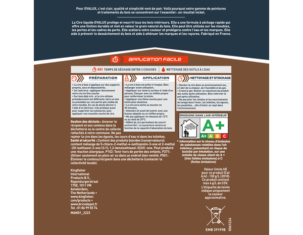 Cire liquide chêne clair 0,5L - Evalux - Brico Dépôt
