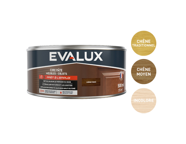Cire chêne foncé 0,5L  aspect satiné - Evalux - Brico Dépôt