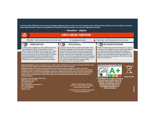 Teinte bois blanc 0,5 L - Evalux - Brico Dépôt