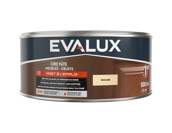 Cire incolore 0,5L aspect satiné - Evalux - Brico Dépôt