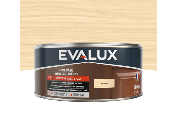 Cire incolore 0,5L aspect satiné - Evalux - Brico Dépôt