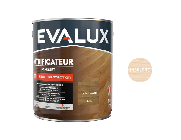 Vitrificateur chêne moyen - 2,5 L satin - Evalux - Brico Dépôt