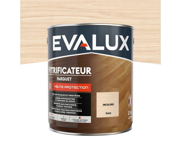 Vitrificateur incolore - 2,5 L satin - Evalux - Brico Dépôt