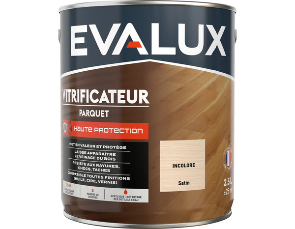 Vitrificateur incolore - 2,5 L satin - Evalux - Brico Dépôt