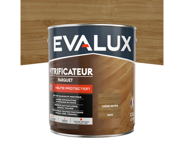 Vitrificateur chêne moyen - 2,5 L satin - Evalux - Brico Dépôt
