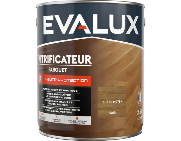 Vitrificateur chêne moyen - 2,5 L satin - Evalux - Brico Dépôt