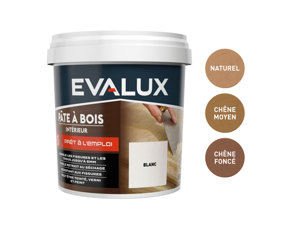 Pâte à bois blanc 500g à usage intérieur - Prêt à l'emploi - Evalux - Brico Dépôt