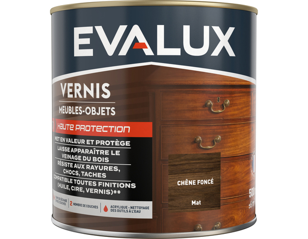 Vernis meuble chêne foncé - 0,5 L mat - Evalux - Brico Dépôt