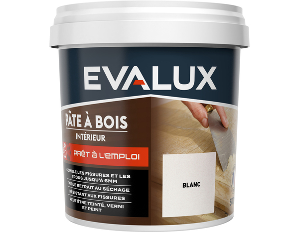 Pâte à bois blanc 500g à usage intérieur - Prêt à l'emploi - Evalux - Brico Dépôt