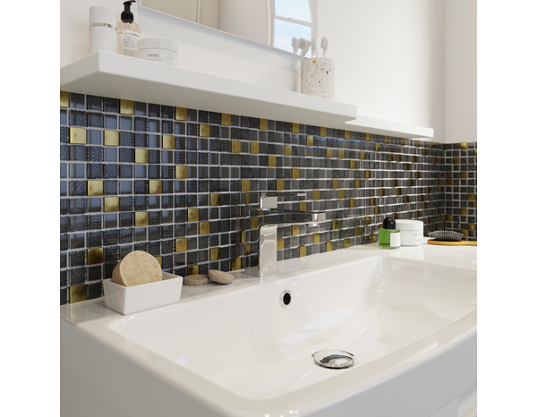 Mosaique "ODILE" noire et dorée - l.30 x L.30 cm. - Cooke and Lewis - Brico Dépôt