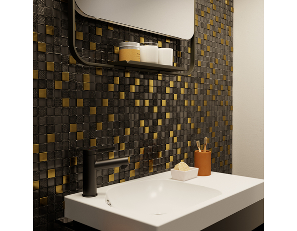 Mosaique "ODILE" noire et dorée - l.30 x L.30 cm. - Cooke and Lewis - Brico Dépôt