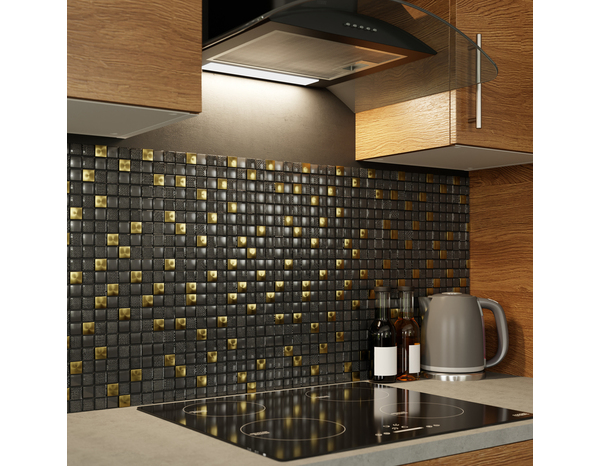 Mosaique "ODILE" noire et dorée - l.30 x L.30 cm. - Cooke and Lewis - Brico Dépôt