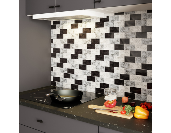 Mosaique "OBELIA" noir, blanc et gris - l.30 x L.30 cm. - Cooke and Lewis - Brico Dépôt