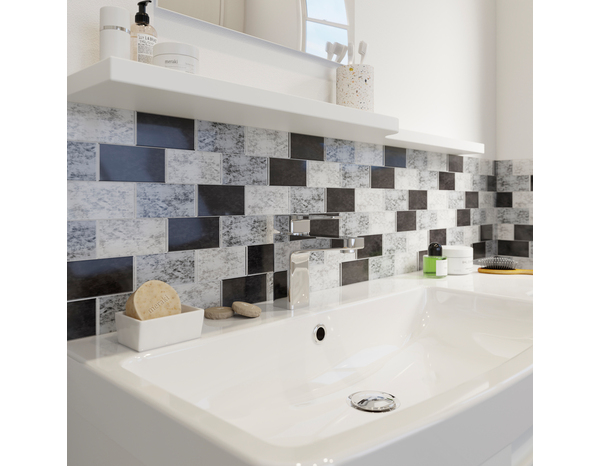 Mosaique "OBELIA" noir, blanc et gris - l.30 x L.30 cm. - Cooke and Lewis - Brico Dépôt