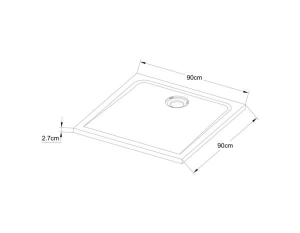 Receveur de douche extra-plat résine carré 90x90cm blanc brillant  "IONAS" - Cooke and Lewis - Brico Dépôt