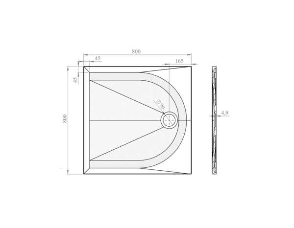 Receveur de douche extra-plat résine carré 80x80cm blanc  "CALICIA" - Cooke and Lewis - Brico Dépôt