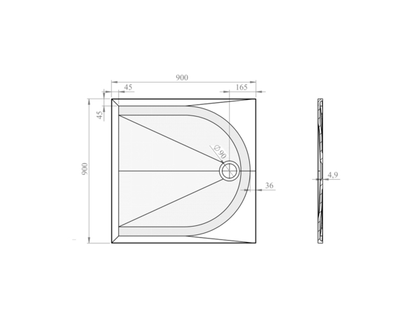 Receveur de douche extra-plat résine carré 90x90cm blanc  "CALICIA" - Cooke and Lewis - Brico Dépôt