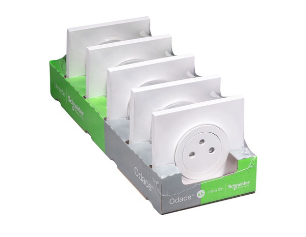 Lot de 5 prises 2P+T affleurante blanc "ODACE" - Brico Dépôt