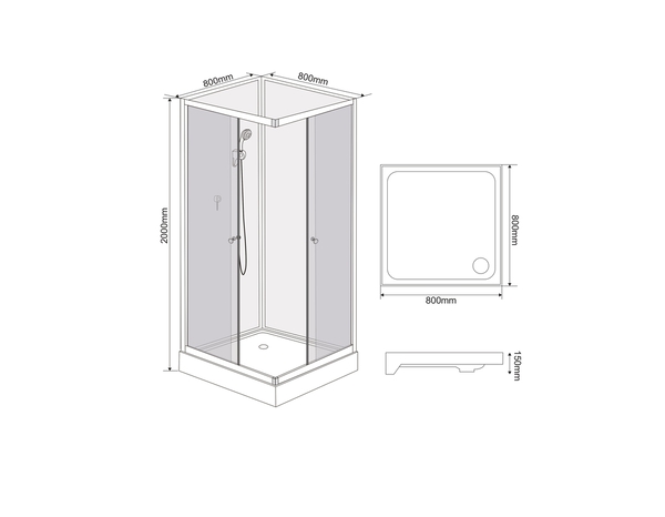 Cabine de douche "Square" noire 80 x 80 cm - Brico Dépôt