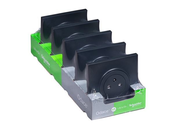 Lot de 5 prises 2P+T affleurante anthracite "ODACE" - Brico Dépôt