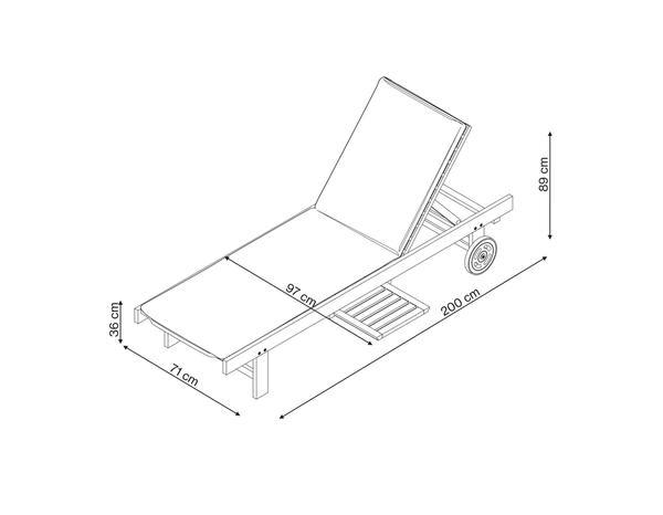 Bain de soleil acacia "CALYANTA" - L. 200 x P. 71x H. 89 cm - Marque BLOOMA - Brico Dépôt