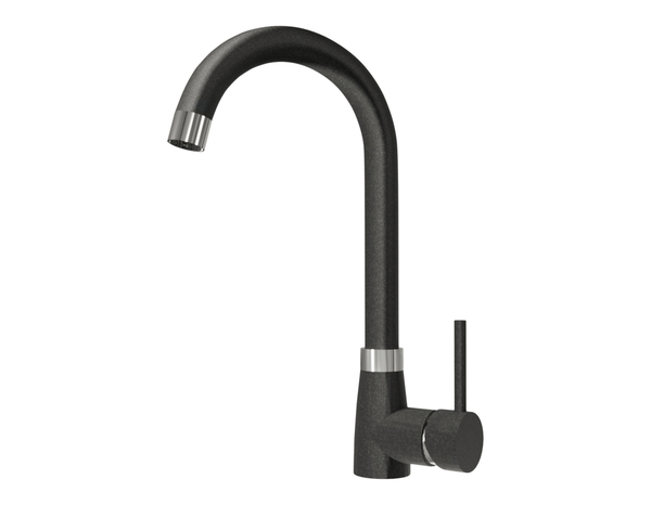 Lot évier 1 bac quartz à encastrer + 1 mitigeur noir -  L.40 x l.40 x P.17,5 cm. - Brico Dépôt
