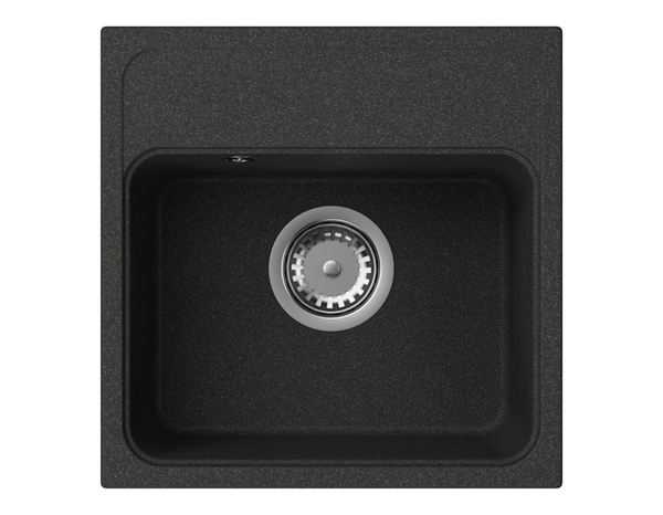 Lot évier 1 bac quartz à encastrer + 1 mitigeur noir -  L.40 x l.40 x P.17,5 cm. - Brico Dépôt