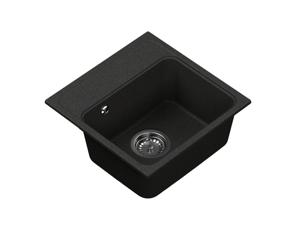 Lot évier 1 bac quartz à encastrer + 1 mitigeur noir -  L.40 x l.40 x P.17,5 cm. - Brico Dépôt