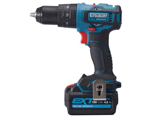 Perceuse visseuse à percussion 18 V  + 49 accessoires + 1 batterie 4 AH - Erbauer - Brico Dépôt