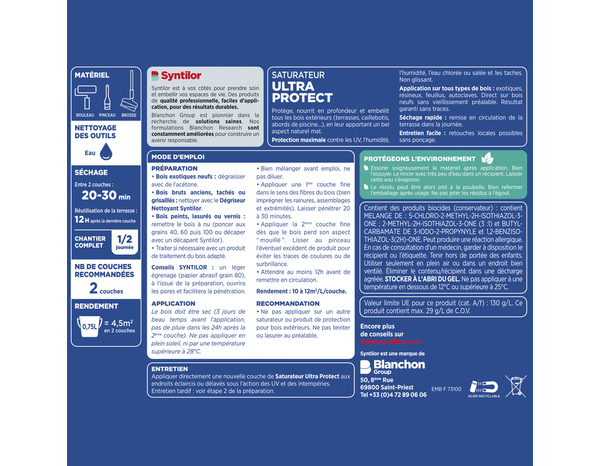 Saturateur ultra protect pour terrasse - Teck - 0,75 L - Syntilor - Brico Dépôt