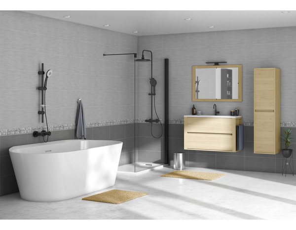 Ensemble meuble + vasque + miroir Led FRAME 80 cm - Brico Dépôt