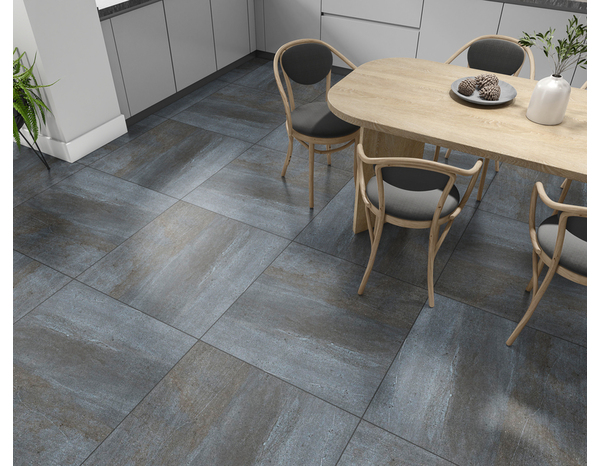 Carrelage de sol intérieur GROUND gris foncé l. 80 x L. 80 cm  - Brico Dépôt