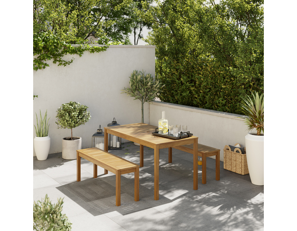 Table en acacia "LEOTIS" - L. 144 x P. 75 x H. 75 cm. - Marque BLOOMA - Brico Dépôt