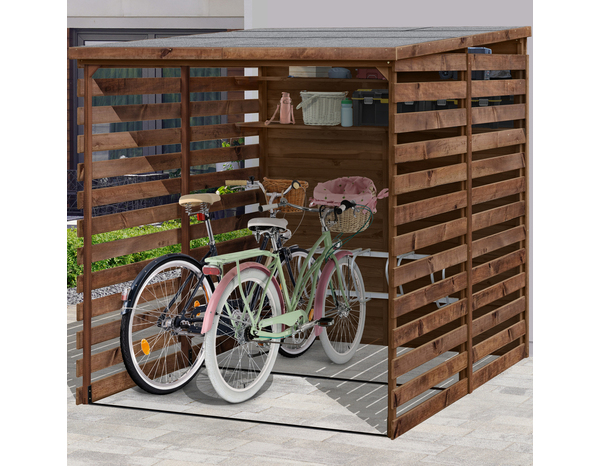 Abri en bois range vélos jusqu'à 4 - L. 186 x l. 201 x H. 204 cm - Marque BLOOMA - Brico Dépôt