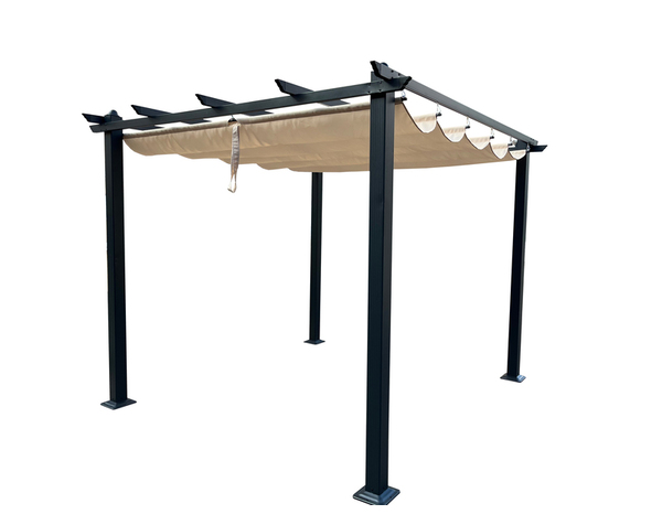 Pergola aluminium 3 X 3 m avec toile coulissante - Brico Dépôt