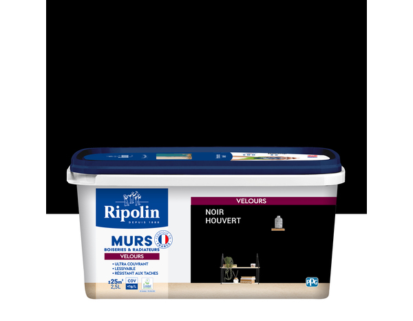 Peinture intérieur Velours 2,5 L Noir Houvert - Ripolin - Brico Dépôt