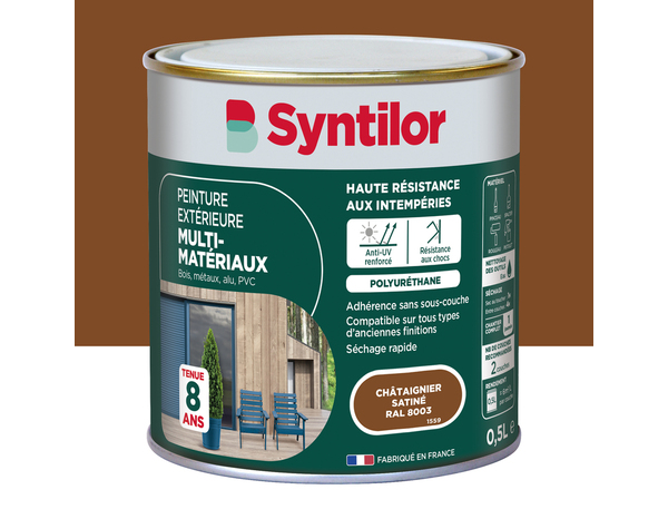 Peinture extérieure multi-matériaux - Châtaignier - 0,5 L - Syntilor - Brico Dépôt