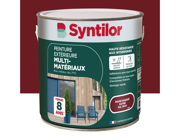 Peinture extérieure multi-matériaux - Rouge basque - 2 L - Syntilor - Brico Dépôt