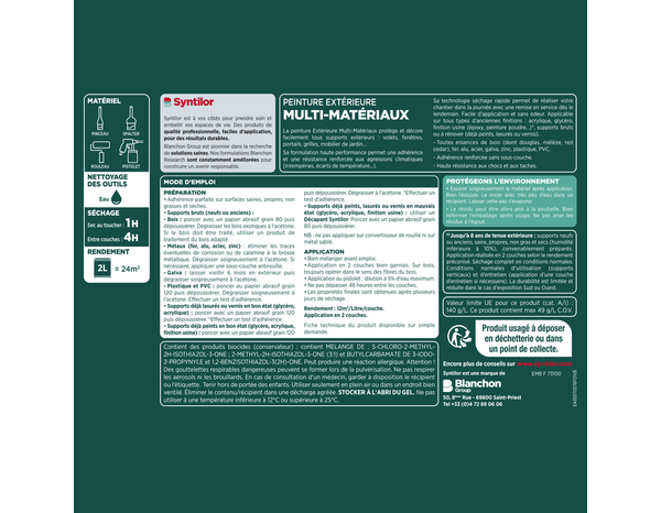 Peinture extérieure multi-matériaux - Gris aluminium - 0,5 L - Syntilor - Brico Dépôt