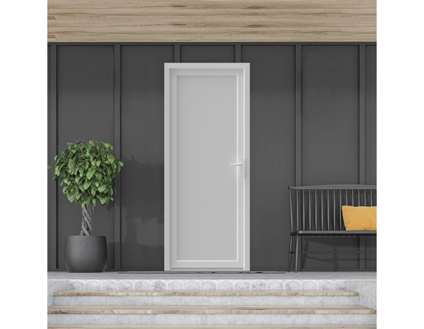Porte de service pleine PVC blanche droite ou gauche - H.205 X L.80 - Brico Dépôt