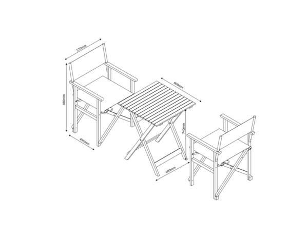 Set de jardin 3 pièces en acacia "DAFNEA" - Marque BLOOMA - Brico Dépôt