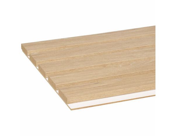 2 panneaux tasseaux en MDF finition chêne clair fond blanc - 2600 x 300 - Brico Dépôt