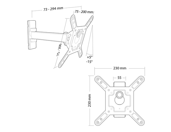 Support TV inclinable pour écrans 10"-30" soit de 25,40 à 76,20 cm - Brico Dépôt