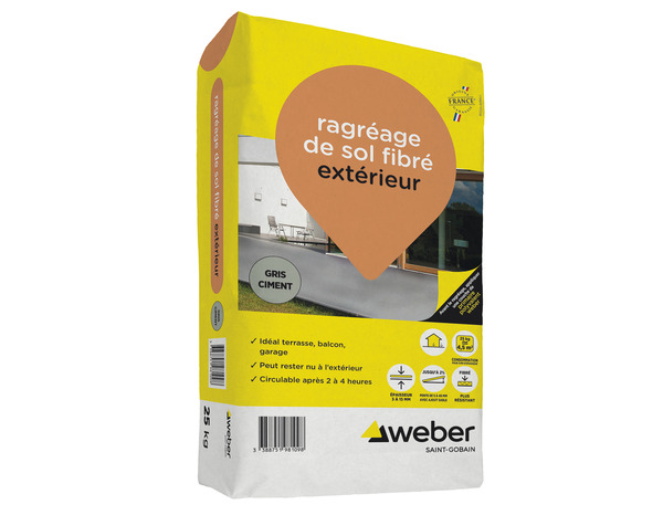 Ragréage de sol fibré extérieur 25 Kg - Weber - Brico Dépôt