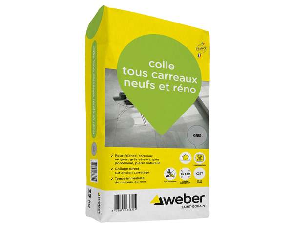 Colle tous carreaux neufs et réno Gris 25 Kg - Weber - Brico Dépôt