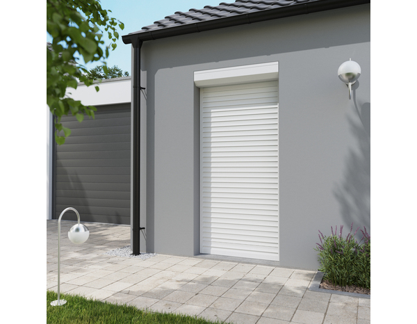 Volet roulant motorisé radio aluminium blanc 215 x 100 cm - GEOM - Brico Dépôt