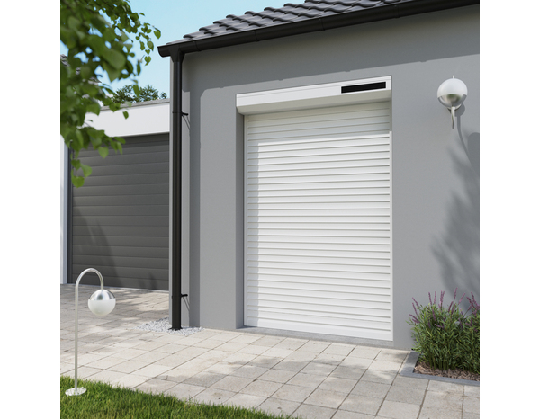 Volet roulant solaire motorisé aluminium blanc 215 x 140 cm - GEOM - Brico Dépôt