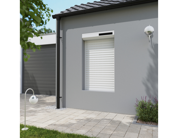 Volet roulant solaire motorisé aluminium blanc 155 x 90 cm - GEOM - Brico Dépôt