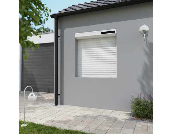 Volet roulant solaire motorisé aluminium blanc 125 x 120 cm - GEOM - Brico Dépôt